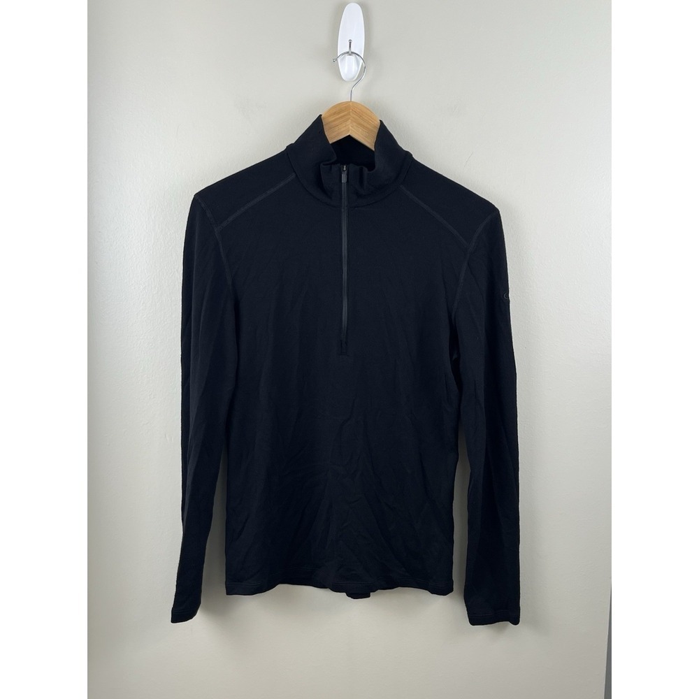Icebreaker 260 Tech Long Sleeve Half Zip Merino Wool Base Layer Black Thermal Sm